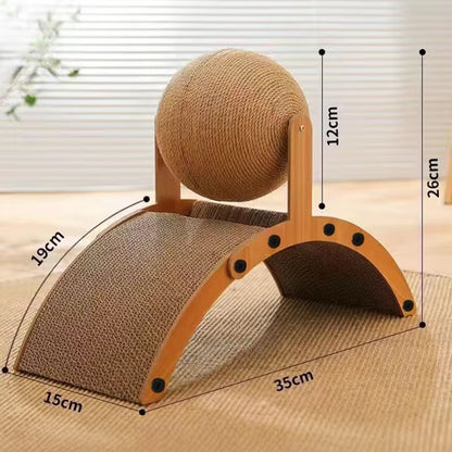 Elevate Your Cat's Playtime with the 2-in-1 Wooden Cat Scratching Ball and Natural Sisal Scratcher