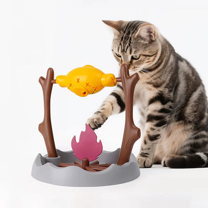 Interactive Roasted Chicken Leg Toy for Cats and Dogs - 360° Rotating Slow Feeder for Fun and Learning