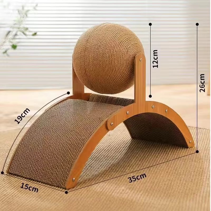 Elevate Your Cat's Playtime with the 2-in-1 Wooden Cat Scratching Ball and Natural Sisal Scratcher