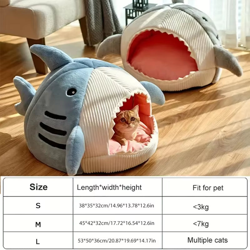 Cozy Cartoon Shark Cat Bed - Perfect Nest for Your Sweet Kittens!