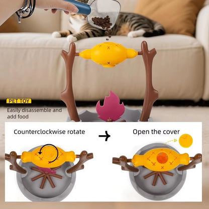 Interactive Roasted Chicken Leg Toy for Cats and Dogs - 360° Rotating Slow Feeder for Fun and Learning