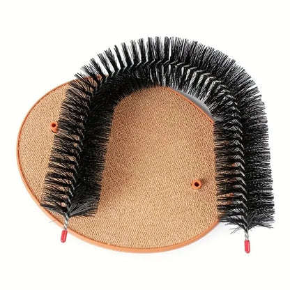 Interactive Cat Toy Arch with Grooming Brush and Scratching Pad - Pamper Your Feline Friend!