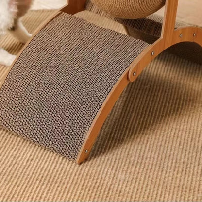 Elevate Your Cat's Playtime with the 2-in-1 Wooden Cat Scratching Ball and Natural Sisal Scratcher