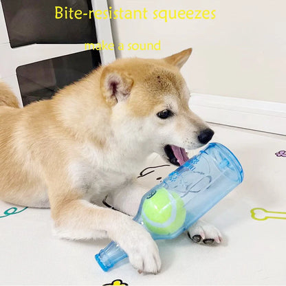 Interactive Chew Squeaky Tennis Ball for Dogs - Durable Self-Entertainment Toy for Teething Relief